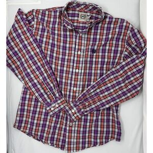 Cinch Boys Western Shirt‎ Sz XL (14) Button Up Purple Orange Plaid Fall Photos